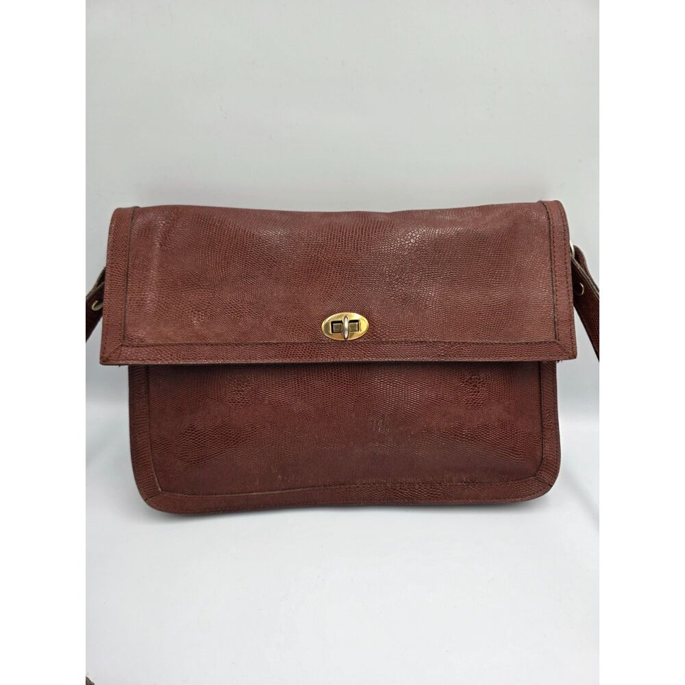 Vintage 70s Pebbled Leather Purse Havanna Brown Handbag Clutch Crossbody